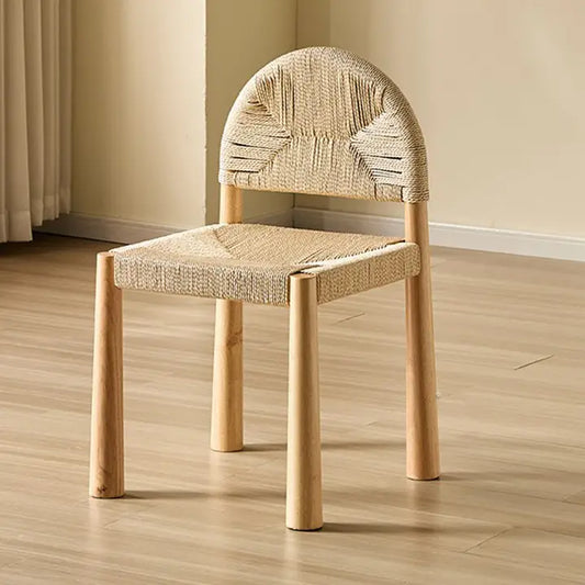 Natural Wood Woven Outdoor Dining Chair